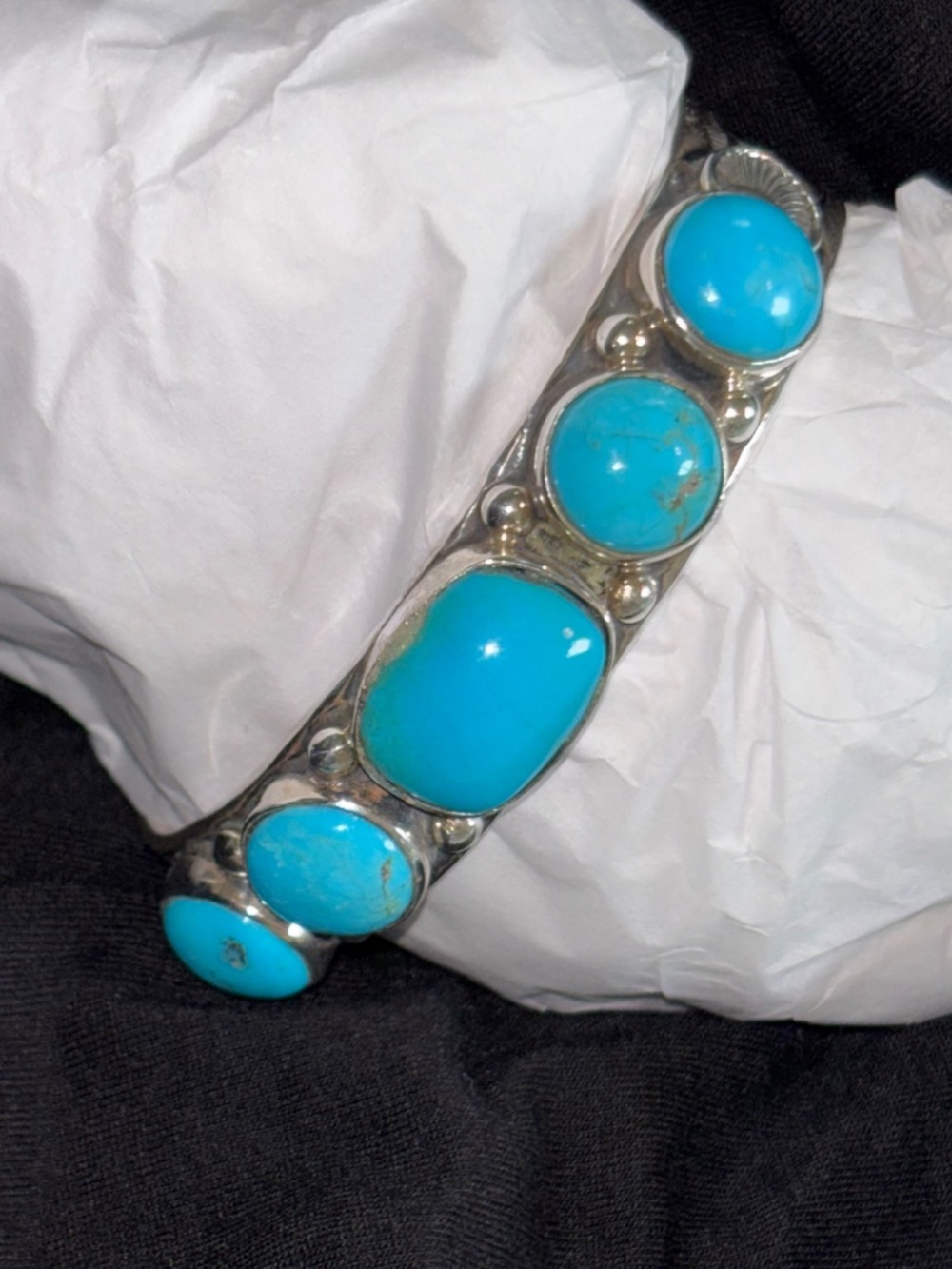 Silver and turquoise bracelet - Picture 3 of 7